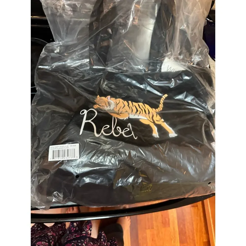WILDFOX Black Tiger REBEL Large Zipper Tote Biker Travel New with Tag MSRP $98